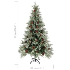 Greatstore Vánoční stromek se šiškami zelenobílý 195 cm PVC a PE