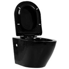 Greatstore Závěsné WC bez okraje keramické černé