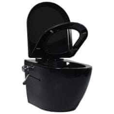Greatstore Závěsné WC bezobrubové s podomítkovou nádržkou keramika černé
