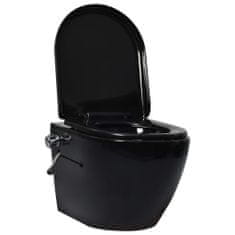 Greatstore Závěsné WC bez oplachového kruhu funkce bidetu keramické černé