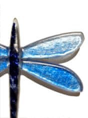 VÁŽKA Skleněná brož modrá, rozměr 65 x 55 mm, světle modrá/černá
