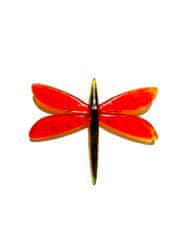 VÁŽKA Skleněná brož červená, rozměr 65 x 55 mm, červená/černá
