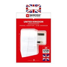 Skross  Cestovní adaptér UK USB pro použití ve Velké Británii