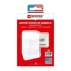Skross  Cestovní adaptér USA 2x USB pro použití ve Spojených státech