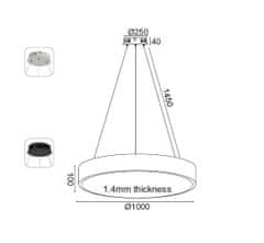 ACA  LED závěsné svítidlo OPTIMUS 100W/230V/3000K/8000Lm/120°/IP20, Flicker free, kruhové černé