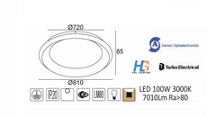 ACA  LED stropní svítidlo DIANA 100W/230V/3000K/7010Lm/270°/IP20, Flicker free, bílé