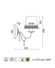 ACA  Nástěnné svítidlo MULAN max. 60W/E14/230V/IP20