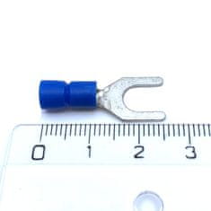 Izolované Cu lisovací vidlice modré 2,5mm2 / M3 100 ks