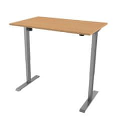 Elektrický výškově nastavitelný stůl ADJUSTER 140x80cm, šedá podnož, buk deska
