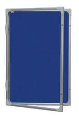 2x3 Vitrína s vertikálním otevíráním 120x90cm,textilní.vnitřek, modrý se zámkem