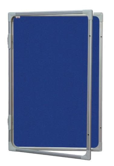 2x3 Vitrína s vertikálním otevíráním 120x90cm,textilní.vnitřek, modrý se zámkem