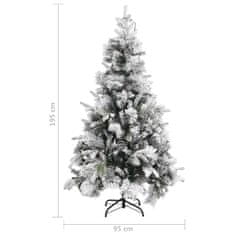 Greatstore Vánoční stromek zasněžený s LED a šiškami 195 cm PVC a PE