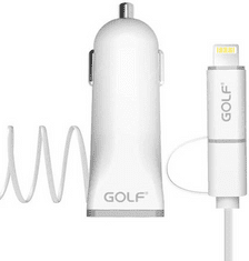 GOLF Chytrá autonabíječka GF-C3 s konektory Micro USB a Lightning a s druhým USB portem 