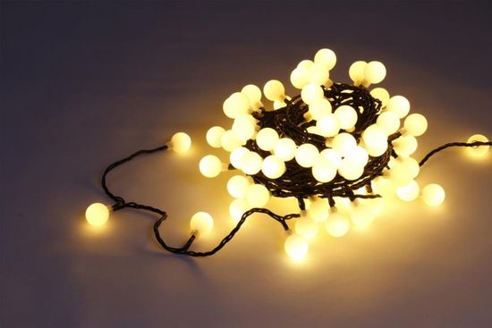 MAGIC HOME Řetěz Vánoce Cherry Balls, 100 LED teplá bíla, IP44, 8 funkcií