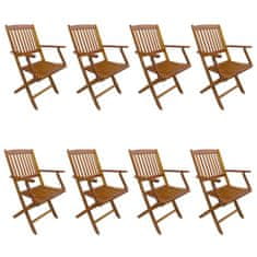Greatstore Skládací zahradní židle 8 ks masivní akáciové dřevo