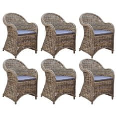 Greatstore Zahradní židle 6 ks s poduškami přírodní ratan