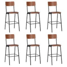 shumee Barové židle 6 ks masivní překližka a ocel