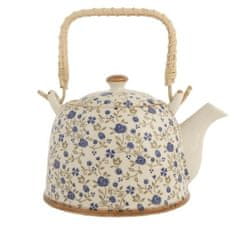 Clayre & Eef Keramická konvička na čaj s květy 700 ml