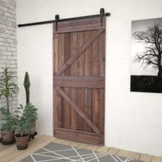Greatstore Posuvné dveře s kováním 90 x 210 cm borovice tmavě hnědé