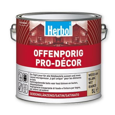 Herbol Offenporig Pro-Décor 5 l - bílá - lazura na dřevo