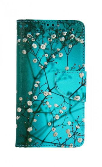 TopQ Pouzdro iPhone 13 knížkové Modré s květy 66337