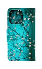TopQ Pouzdro iPhone 13 Pro knížkové Modré s květy 66463