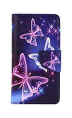 TopQ Pouzdro iPhone 13 Pro knížkové Modré s motýlky 66461