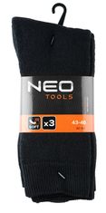 NEO TOOLS Ponožky černé, 3 páry, bavlněné, Velikost 39-42