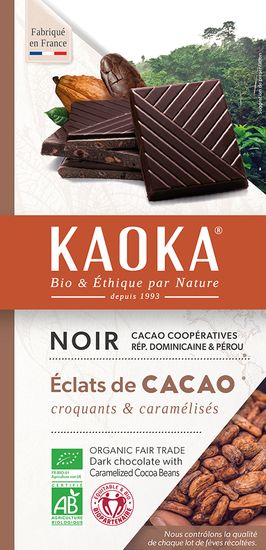KAOKA Bio hořká čokoláda s kousky kakaa 100 g