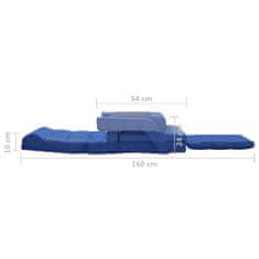 Vidaxl Skládací lenoška na podlahu s funkcí postele modrá textil