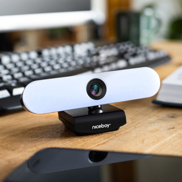 Webová kamera Niceboy Stream Pro 2 LED světlo mikrofon reproduktor rozlišení Full HD