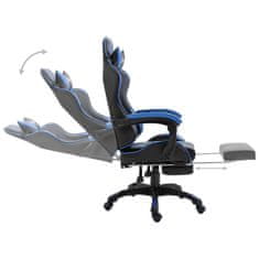 Greatstore Herní židle s podnožkou modrá umělá kůže
