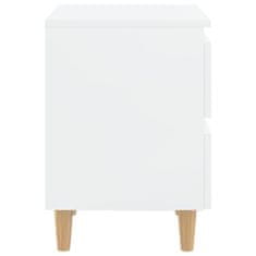 Vidaxl Noční stolek bílý s vysokým leskem nohy z borovice 40x35x50 cm