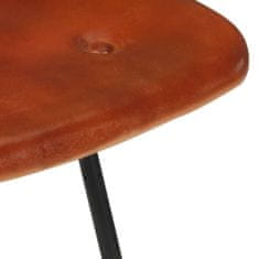 Vidaxl Barové stoličky 2 ks hnědé pravá kůže