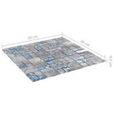 Greatstore Samolepicí mozaikové dlaždice 11 ks šedé a modré 30x30 cm sklo