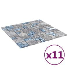 Greatstore Samolepicí mozaikové dlaždice 11 ks šedé a modré 30x30 cm sklo