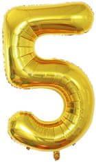 Atomia Fóliový balón narozeninové číslo 5, zlatý 46cm