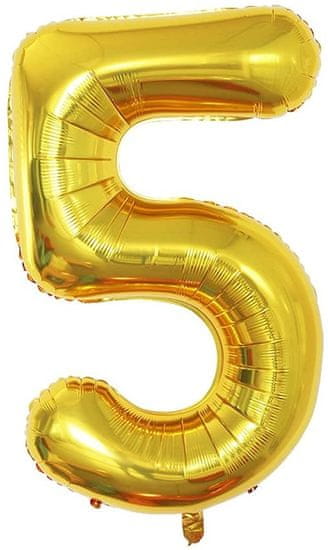 Atomia Fóliový balón narozeninové číslo 5, zlatý 82cm