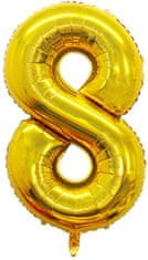 Atomia Fóliový balón narozeninové číslo 8, zlatý 82cm