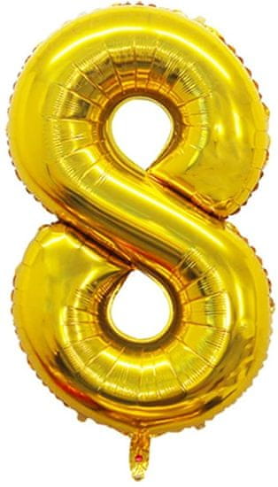 Atomia Fóliový balón narozeninové číslo 8, zlatý 46cm