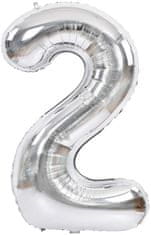 Atomia Fóliový balón narozeninové číslo 2, stříbrný 82cm
