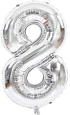 Atomia Fóliový balón narozeninové číslo 8, stříbrný 46cm