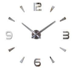 KIK Velké nástěnné hodiny 80-120 cm stříbrné 4 číslice