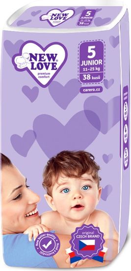 New Love Dětské jednorázové pleny Premium comfort 5 JUNIOR 11-25 kg 38 ks