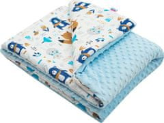 NEW BABY Dětská deka z Minky s výplní Medvídci modrá 80x102 cm