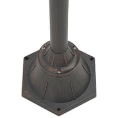 Greatstore Zahradní sloupová lampa 2 ramena E27 220 cm hliník bronzová