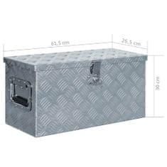 Greatstore Hliníkový box 61,5 x 26,5 x 30 cm stříbrný