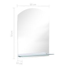 Vidaxl Nástěnné zrcadlo s policí 50 x 70 cm tvrzené sklo