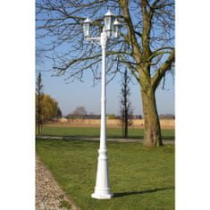 Greatstore Zahradní lampa Kingston, kandelábr se 3 rameny 215 cm, bílý