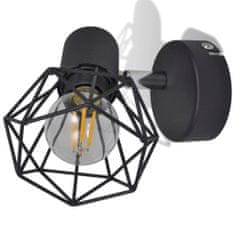 shumee 2 černá industriální nástěnná svítidla, drátěná stínítka + LED žárovky